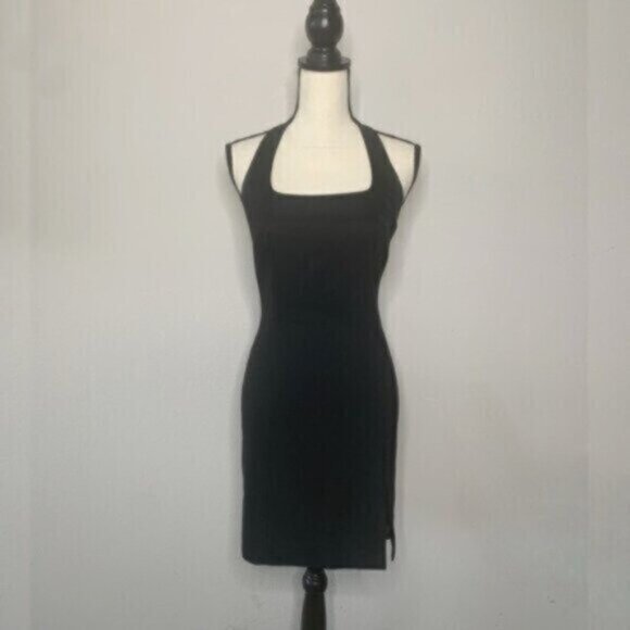 Cache Vintage Black Halter Neck Open Back Mini Dress - Picture 4 of 13